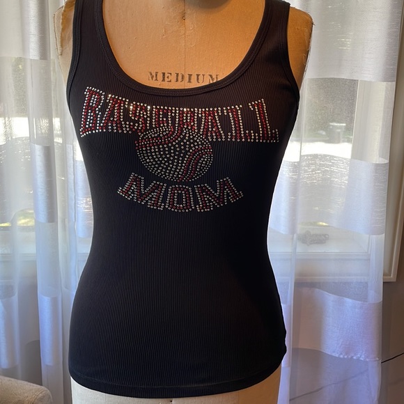 Baseball mom bling ribbed tank top L read slight defect. - Picture 2 of 12